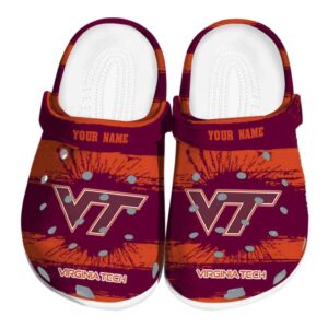 Customized Virginia Tech Hokies Paint Splatter Graphics Crocs Best selling