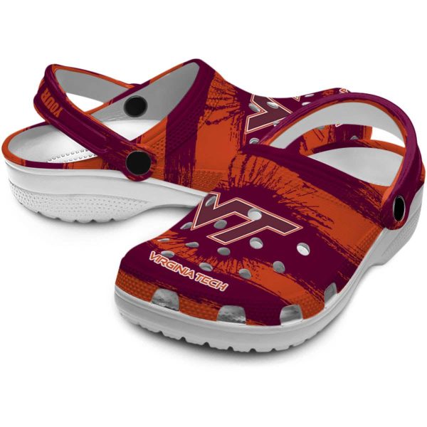 Customized Virginia Tech Hokies Paint Splatter Graphics Crocs Latest Model