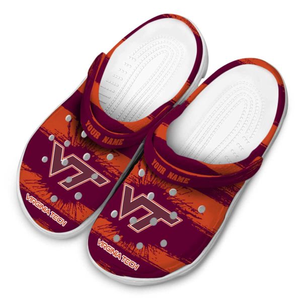 Customized Virginia Tech Hokies Paint Splatter Graphics Crocs Trendy