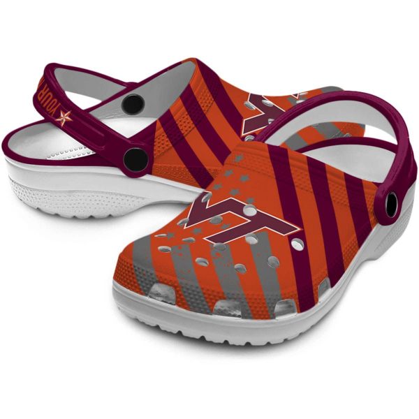 Customized Virginia Tech Hokies Star Spangled Graphic Crocs Latest Model