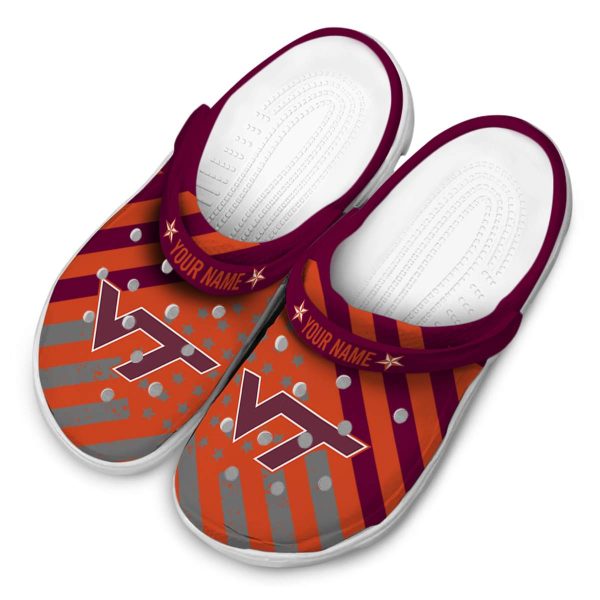 Customized Virginia Tech Hokies Star Spangled Graphic Crocs Trendy