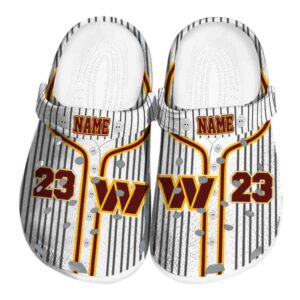 Customized Washington Commanders Pinstripe Pattern Crocs Best selling