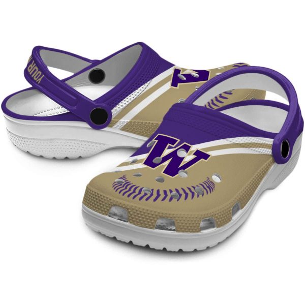 Customized Washington Huskies Baseball Motif Crocs Latest Model