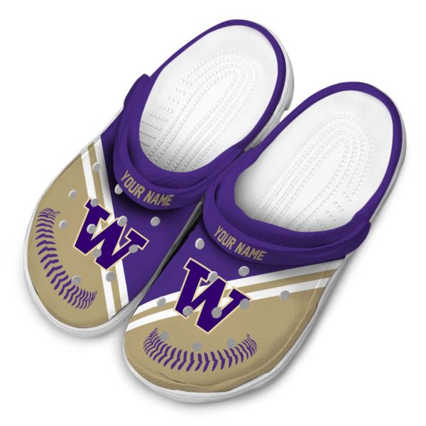 Customized Washington Huskies Baseball Motif Crocs Trendy