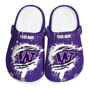 Customized Washington Huskies Splash Motif Background Crocs Best selling