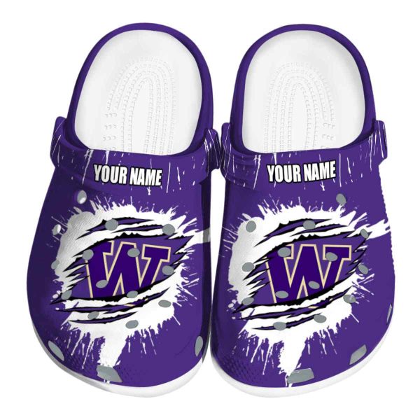 Customized Washington Huskies Splash Motif Background Crocs Best selling