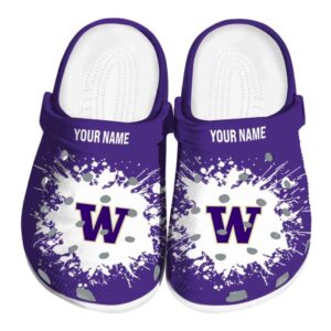Customized Washington Huskies Splatter Background Crocs Best selling