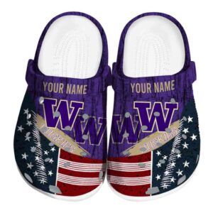 Customized Washington Huskies Star Spangled Side Pattern Crocs Best selling
