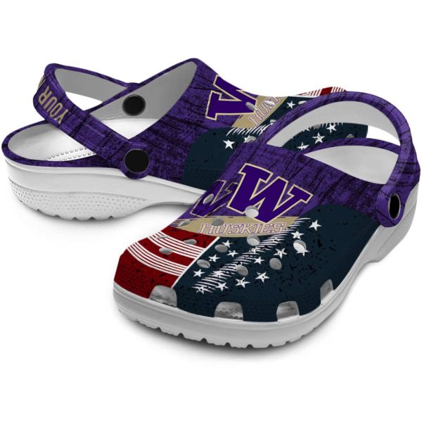 Customized Washington Huskies Star Spangled Side Pattern Crocs Latest Model