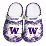 Customized Washington Huskies Zigzag Paint Burst Crocs Best selling