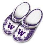 Customized Washington Huskies Zigzag Paint Burst Crocs Best selling