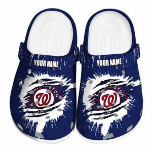Customized Washington Nationals Splash Motif Background Crocs Best selling