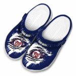 Customized Washington Nationals Splash Motif Background Crocs Best selling