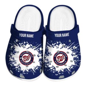 Customized Washington Nationals Splatter Background Crocs Best selling