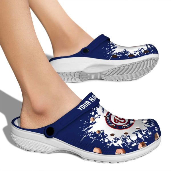 Customized Washington Nationals Splatter Background Crocs High quality