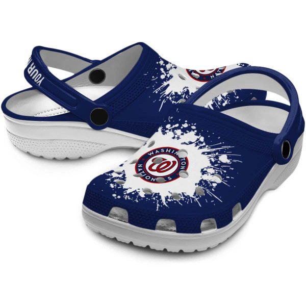Customized Washington Nationals Splatter Background Crocs Latest Model