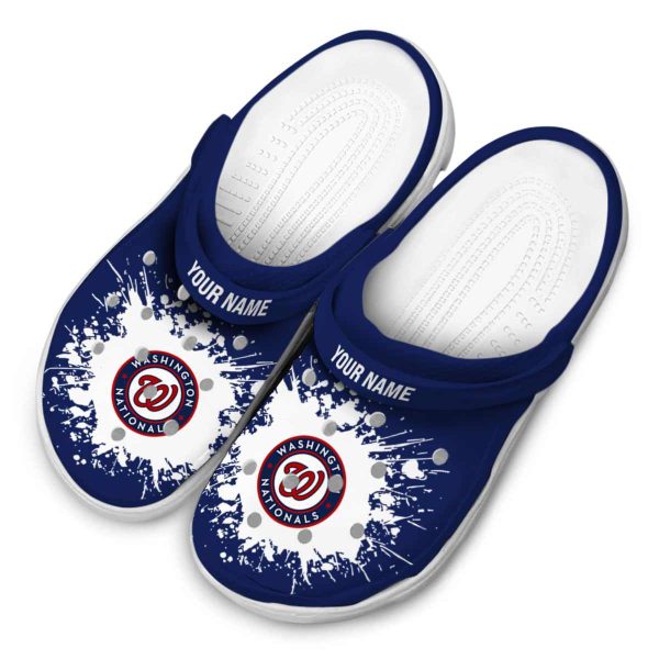 Customized Washington Nationals Splatter Background Crocs Trendy