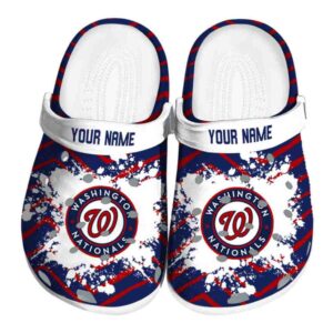 Customized Washington Nationals Zigzag Paint Burst Crocs Best selling