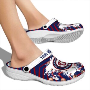 Customized Washington Nationals Zigzag Paint Burst Crocs High quality