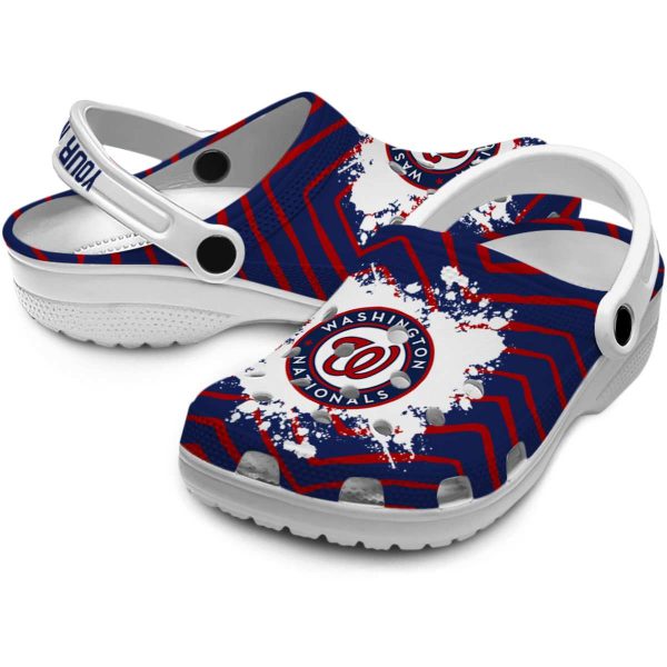 Customized Washington Nationals Zigzag Paint Burst Crocs Latest Model