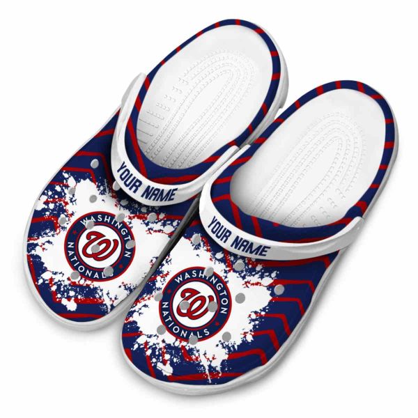 Customized Washington Nationals Zigzag Paint Burst Crocs Trendy