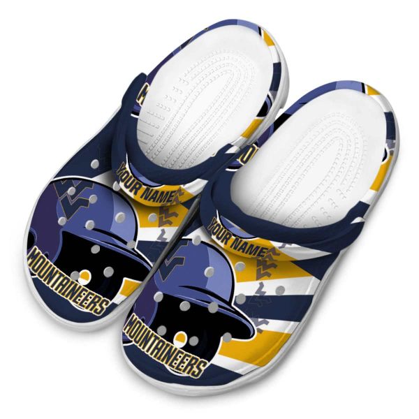 Customized West Virginia Mountaineers Baseball Helmet Crocs Trendy