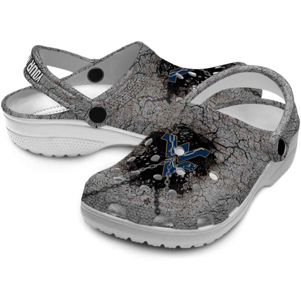 Customized West Virginia Mountaineers Cracked Ground Texture Crocs Latest Model