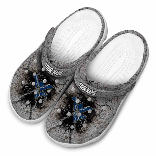 Customized West Virginia Mountaineers Cracked Ground Texture Crocs Trendy