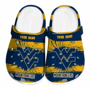 Customized West Virginia Mountaineers Paint Splatter Graphics Crocs Best selling