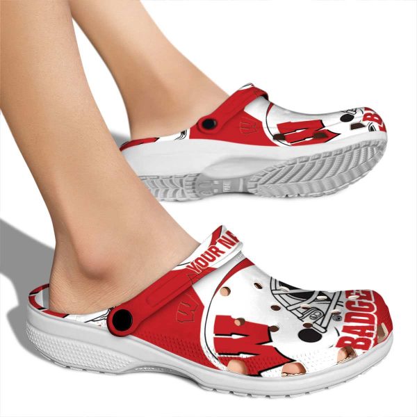 Customized Wisconsin Badgers Football Helmet Crocs High quality