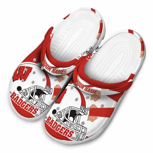 Customized Wisconsin Badgers Football Helmet Crocs Trendy
