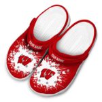 Customized Wisconsin Badgers Splatter Background Crocs Best selling