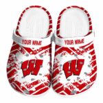Customized Wisconsin Badgers Zigzag Paint Burst Crocs Best selling
