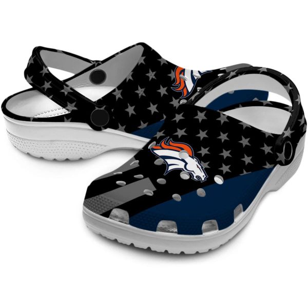Denver Broncos Stellar Stripes Theme Crocs Latest Model