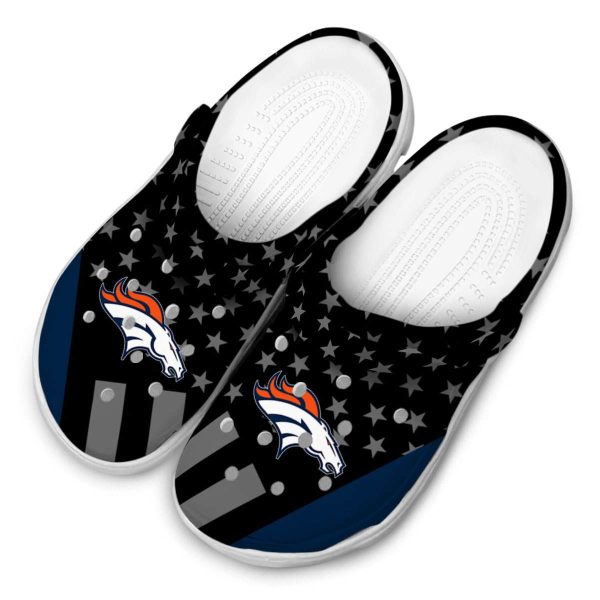 Denver Broncos Stellar Stripes Theme Crocs Trendy