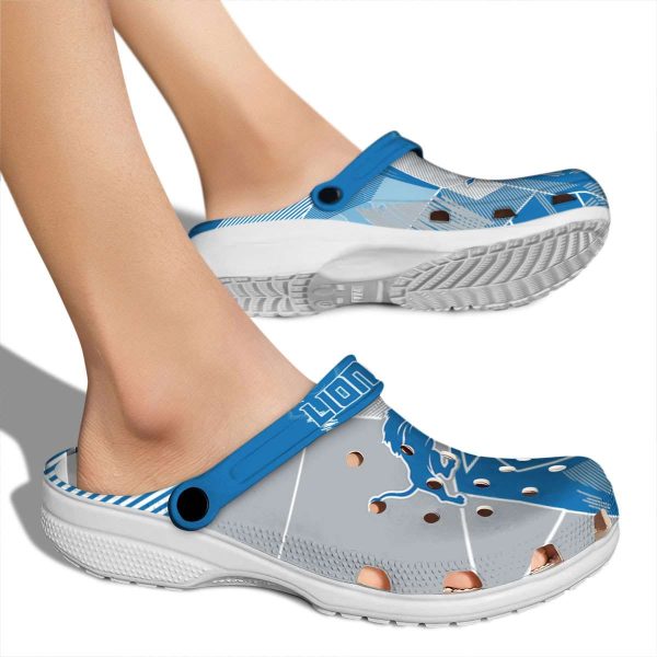 Detroit Lions Geometric Background Crocs High quality