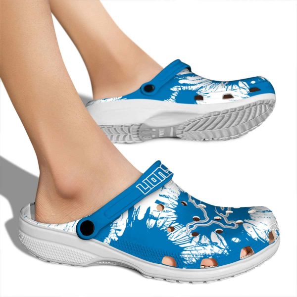 Detroit Lions Splatter Graphics Crocs High quality