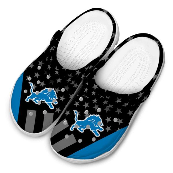 Detroit Lions Stellar Stripes Theme Crocs Trendy