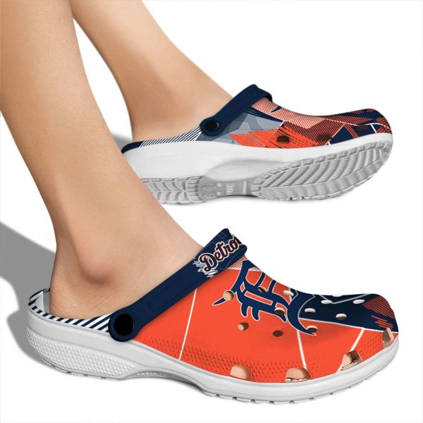 Detroit Tigers Geometric Background Crocs High quality