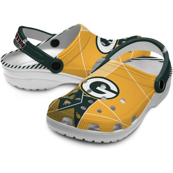 Green Bay Packers Geometric Background Crocs Latest Model