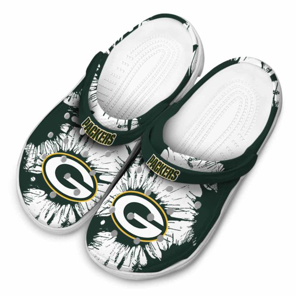 Green Bay Packers Splatter Graphics Crocs Trendy