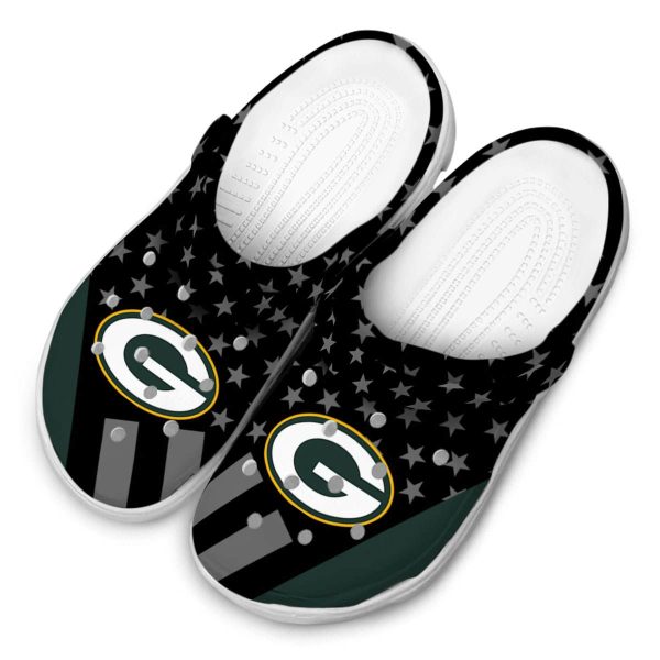 Green Bay Packers Stellar Stripes Theme Crocs Trendy
