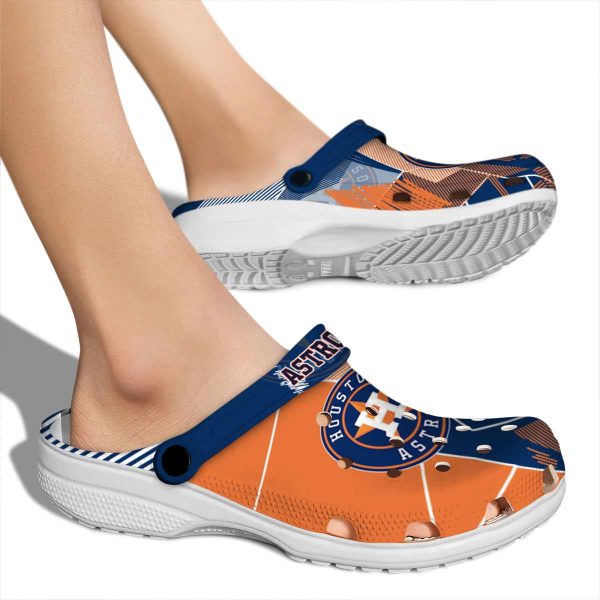 Houston Astros Geometric Background Crocs High quality