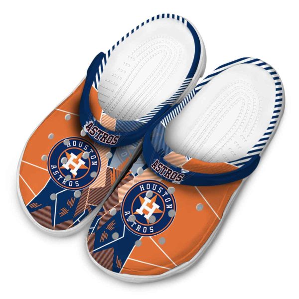 Houston Astros Geometric Background Crocs Trendy