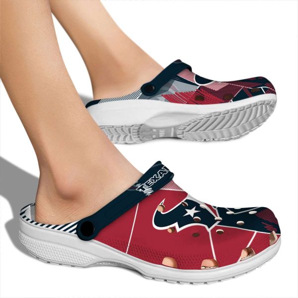 Houston Texans Geometric Background Crocs High quality