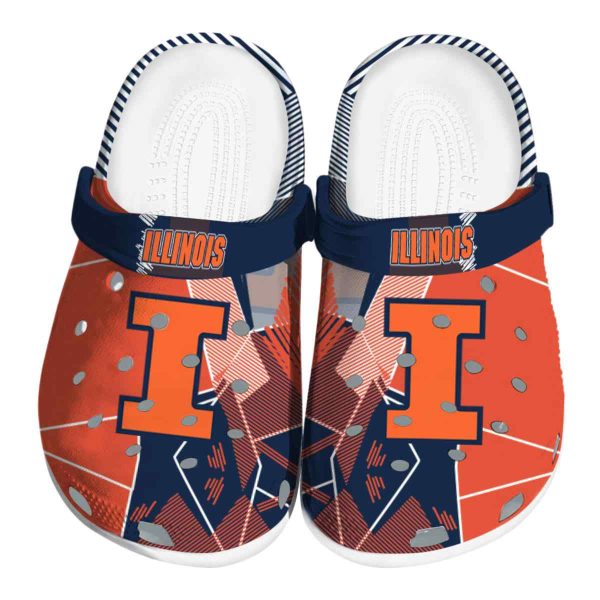 Illinois Fighting Illini Geometric Background Crocs Best selling