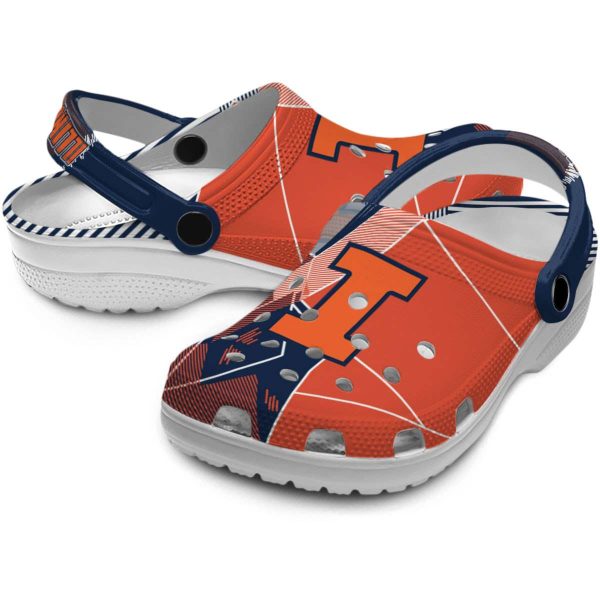 Illinois Fighting Illini Geometric Background Crocs Latest Model