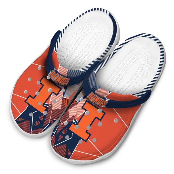 Illinois Fighting Illini Geometric Background Crocs Trendy
