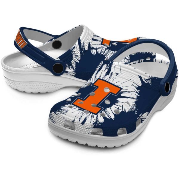 Illinois Fighting Illini Splatter Graphics Crocs Latest Model