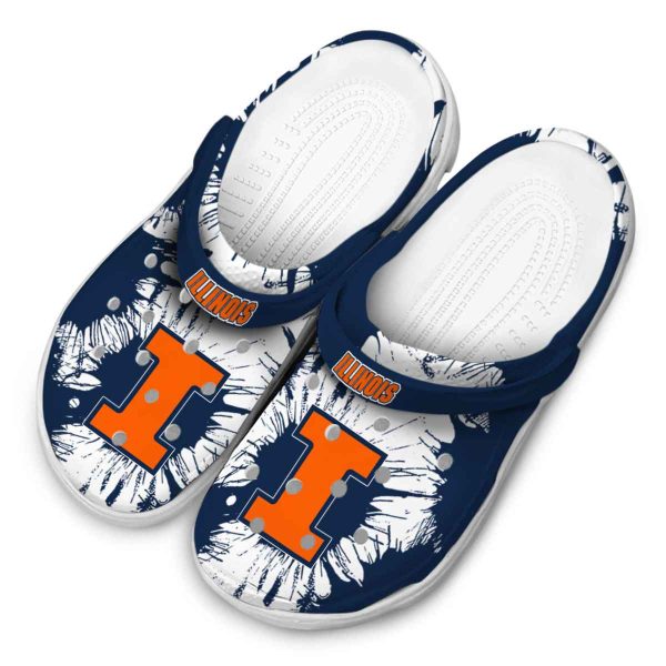 Illinois Fighting Illini Splatter Graphics Crocs Trendy